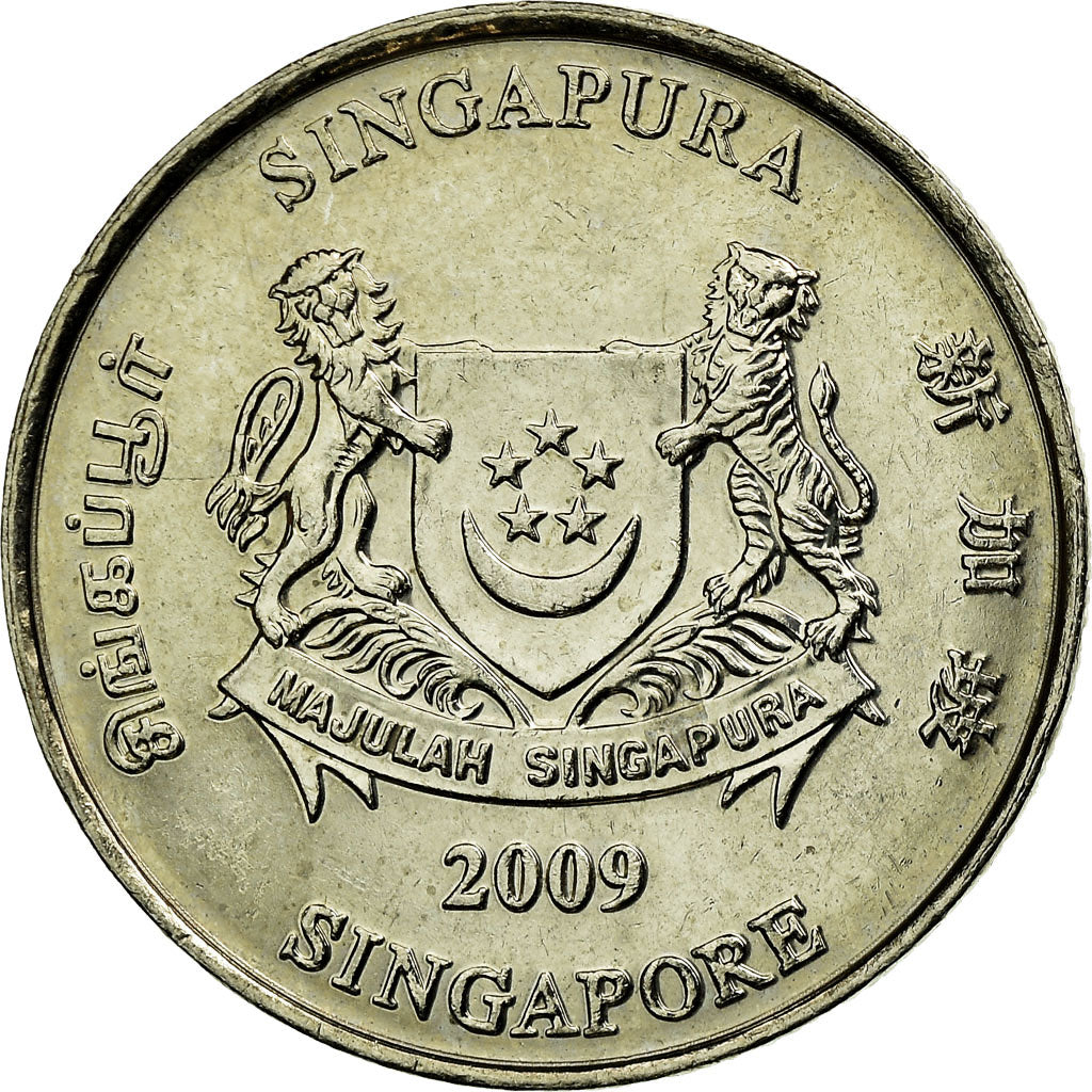 Coin, Singapore, 20 Cents, 2009, Singapore Mint, EF(40-45), Copper-nickel
