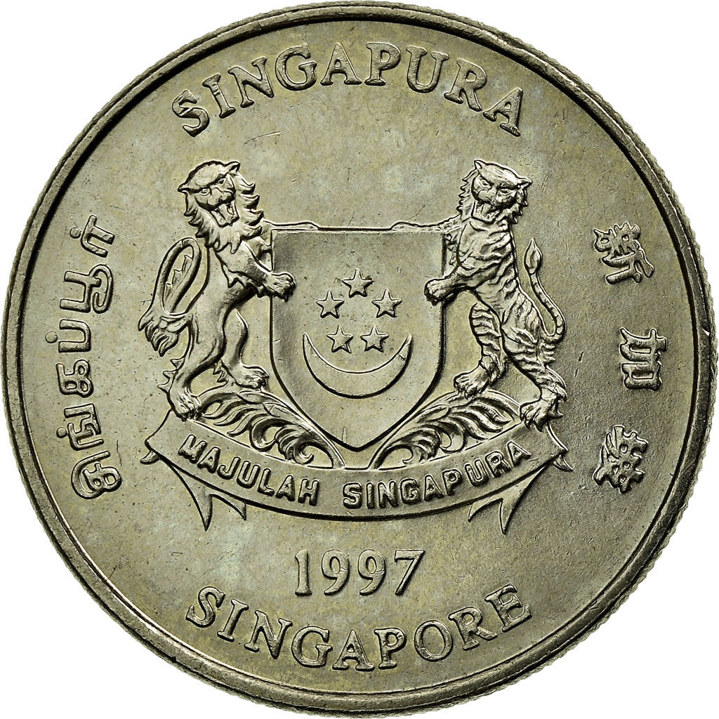 Moneda, Singapur, 20 Cents, 1997, Singapore Mint, EBC, Cobre - níquel, KM:101