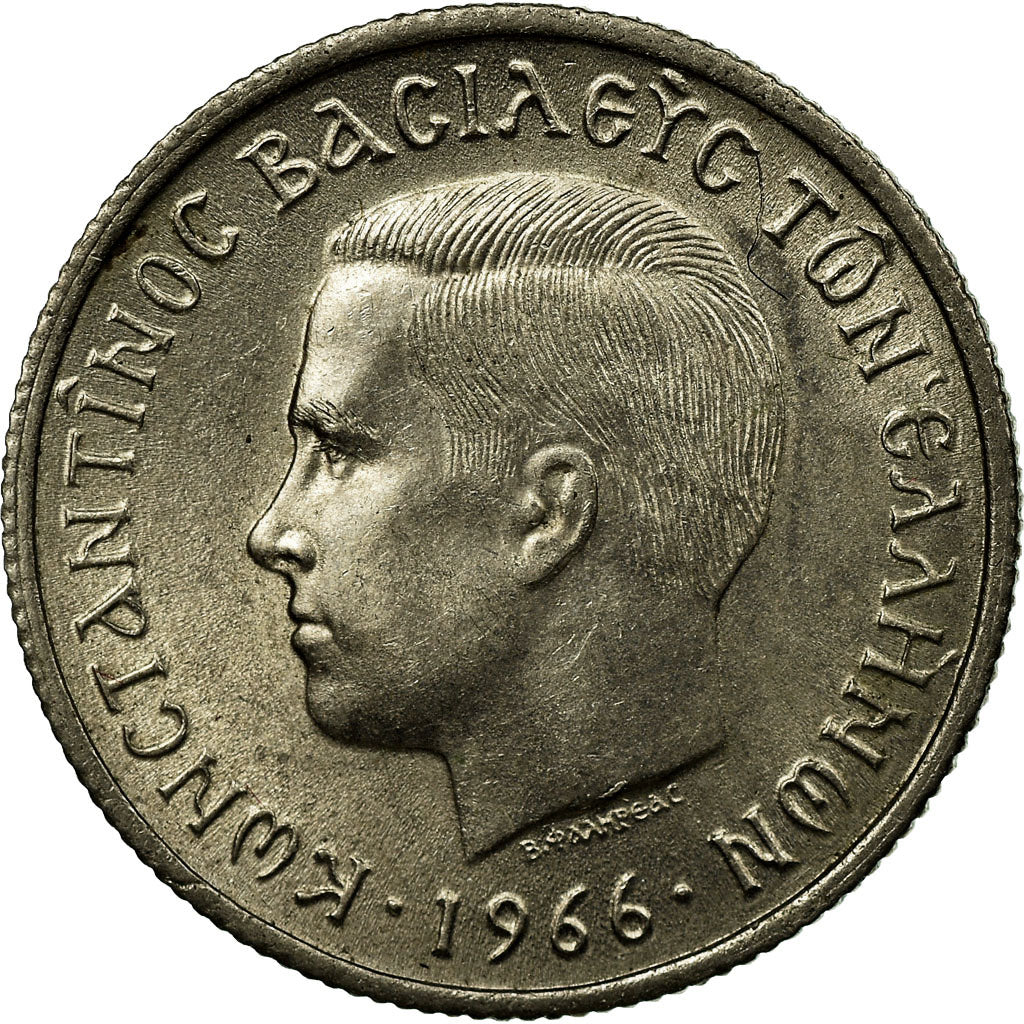 Coin, Greece, Constantine II, 50 Lepta, 1966, AU(55-58), Copper-nickel, KM:88
