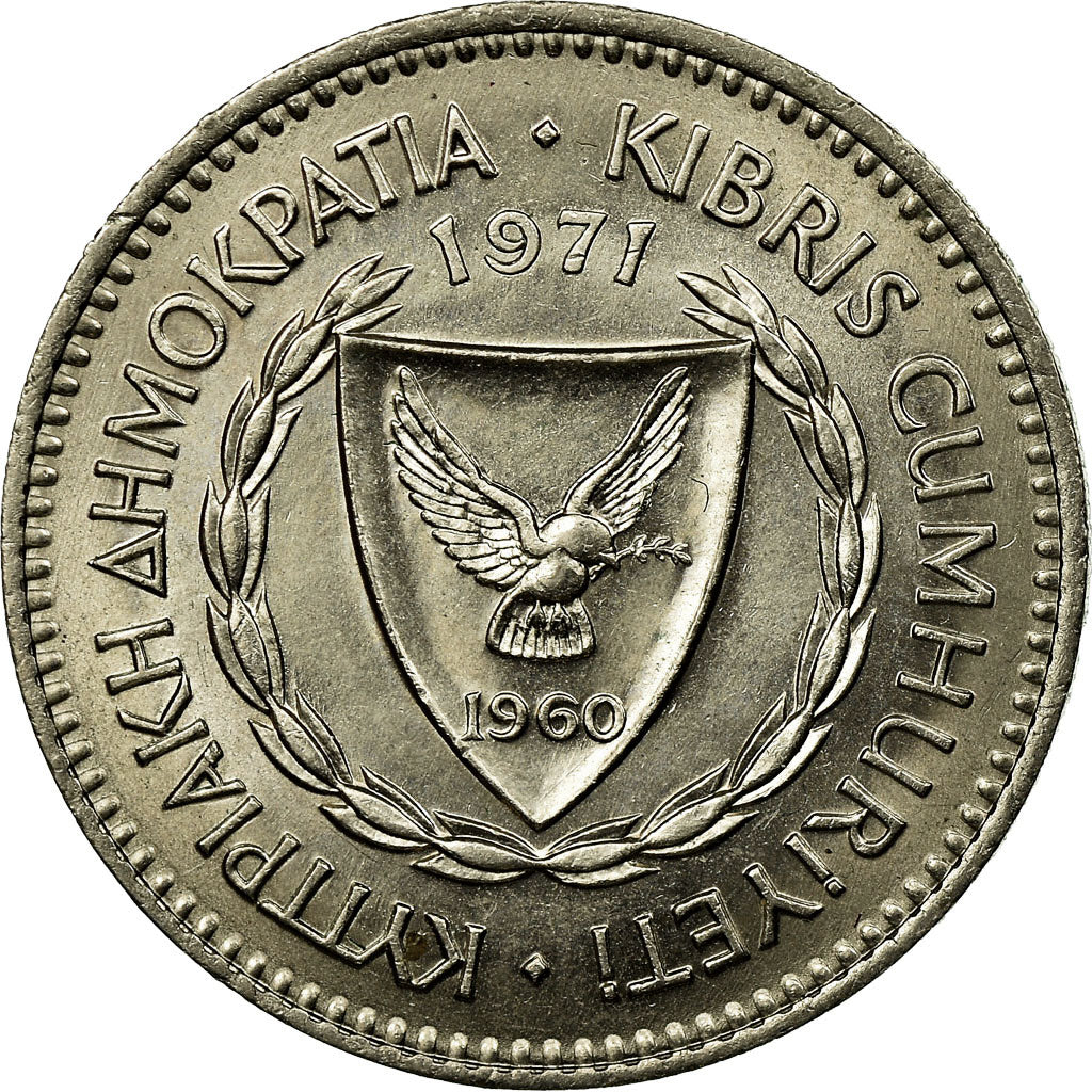 Coin, Cyprus, 50 Mils, 1971, AU(55-58), Copper-nickel, KM:41