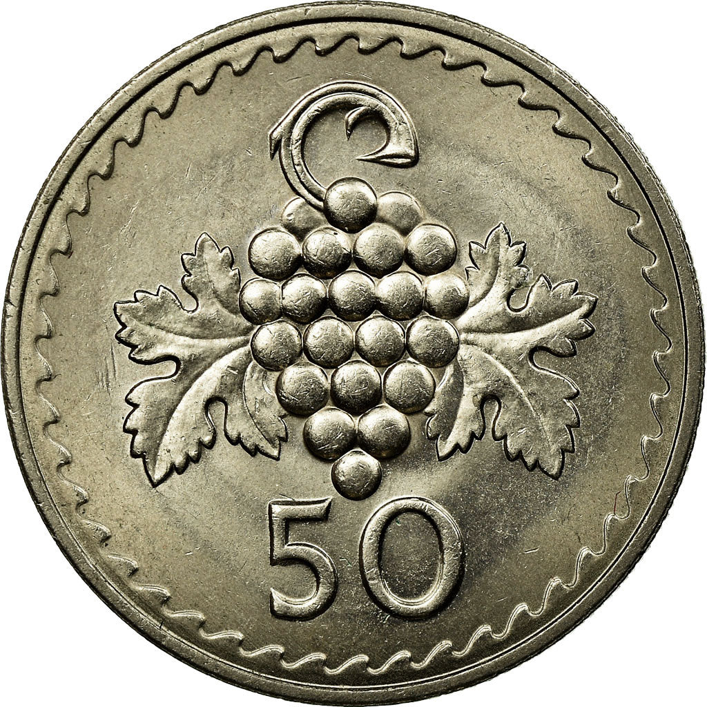 Coin, Cyprus, 50 Mils, 1971, AU(55-58), Copper-nickel, KM:41