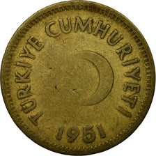 Coin, Turkey, 25 Kurus, 1951, EF(40-45), Brass, KM:886