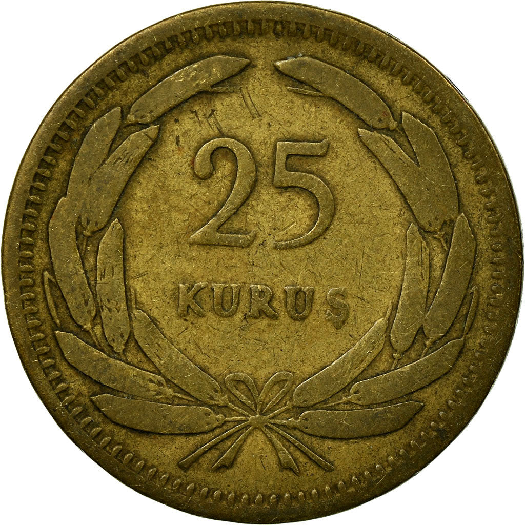 Coin, Turkey, 25 Kurus, 1951, EF(40-45), Brass, KM:886