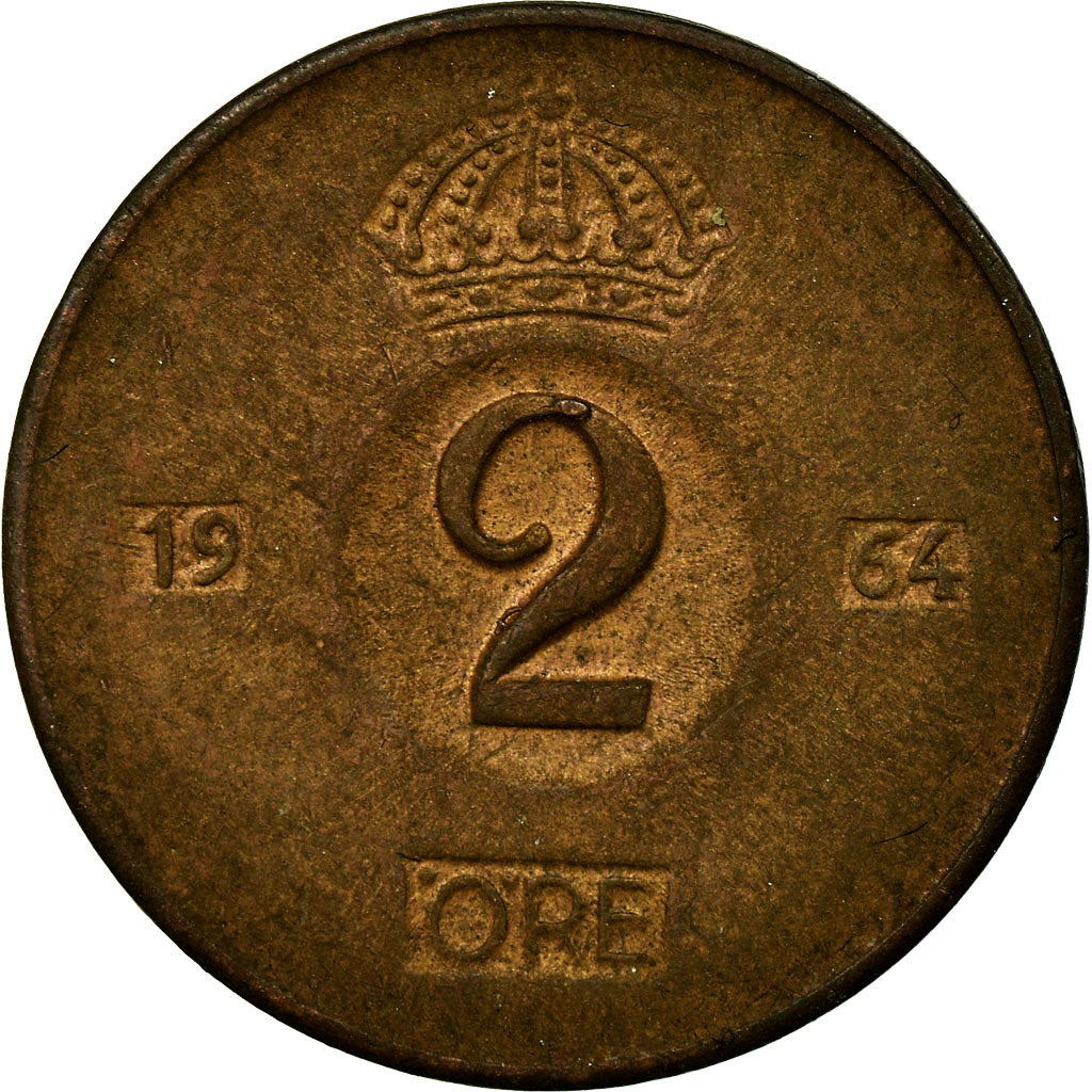 Monnaie, Suède, Gustaf VI, 2 Öre, 1964, TTB, Bronze, KM:821