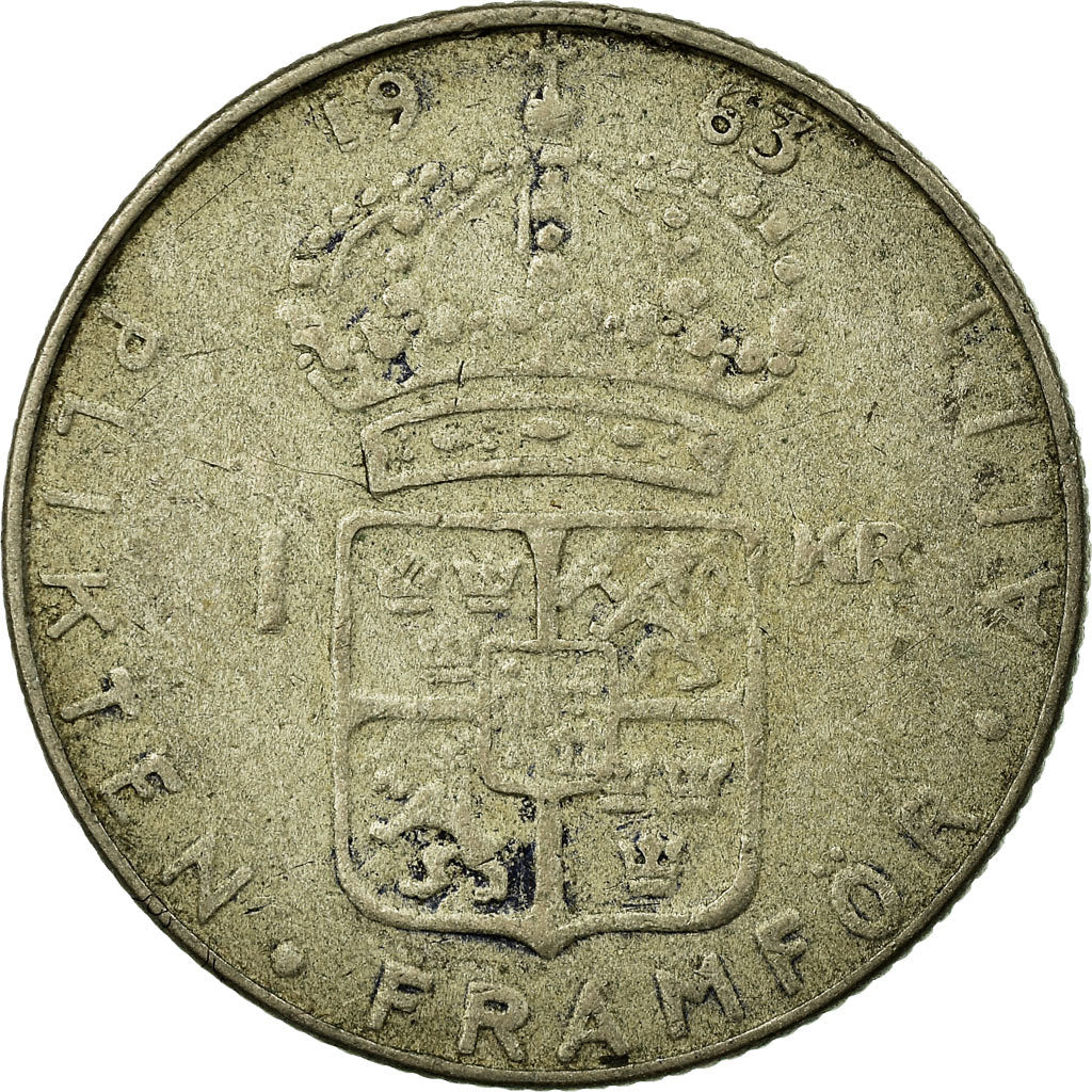 Moneta, Svezia, Gustaf VI, Krona, 1963, MB+, Argento, KM:826