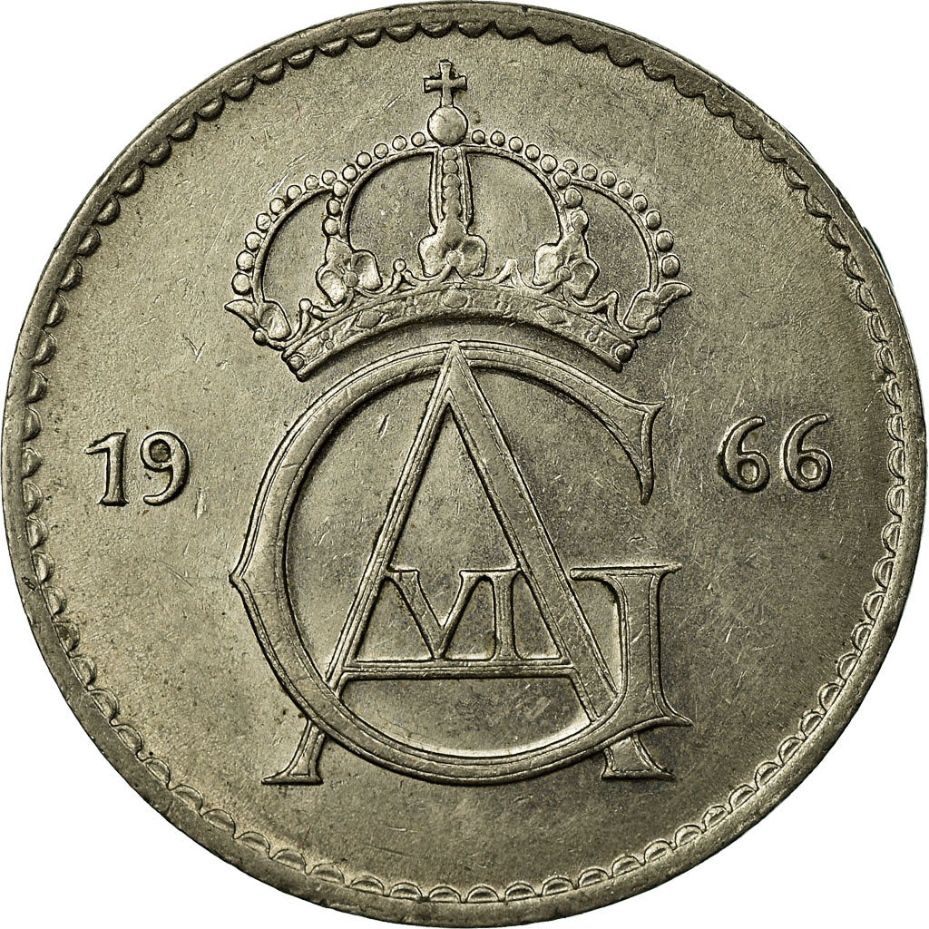 Coin, Sweden, Gustaf VI, 50 Öre, 1966, AU(55-58), Copper-nickel, KM:837