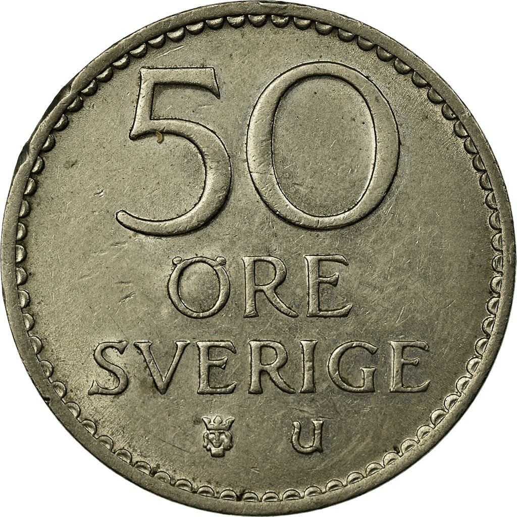 Coin, Sweden, Gustaf VI, 50 Öre, 1966, AU(55-58), Copper-nickel, KM:837