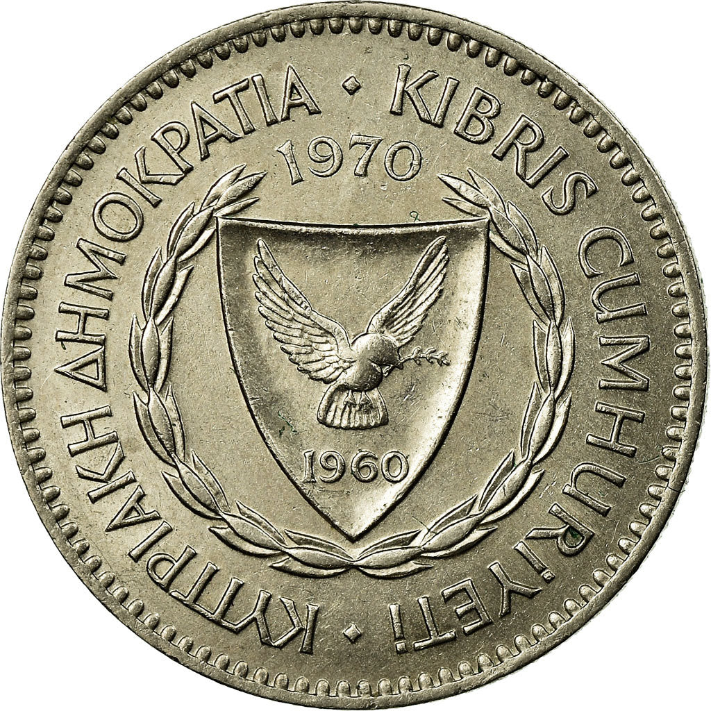 Coin, Cyprus, 50 Mils, 1970, AU(55-58), Copper-nickel, KM:41