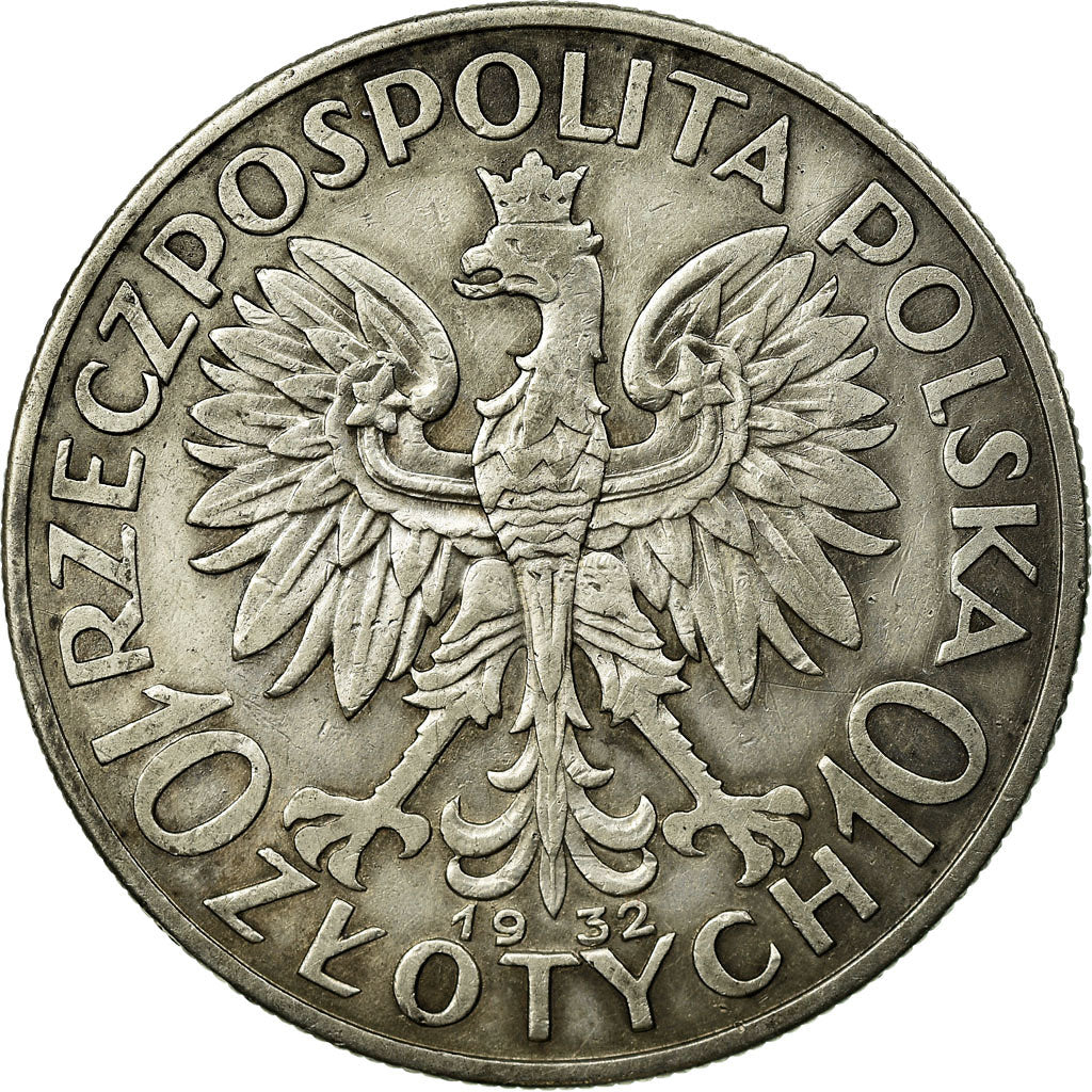 Coin, Poland, 10 Zlotych, 1932, Warsaw, EF(40-45), Silver, KM:22