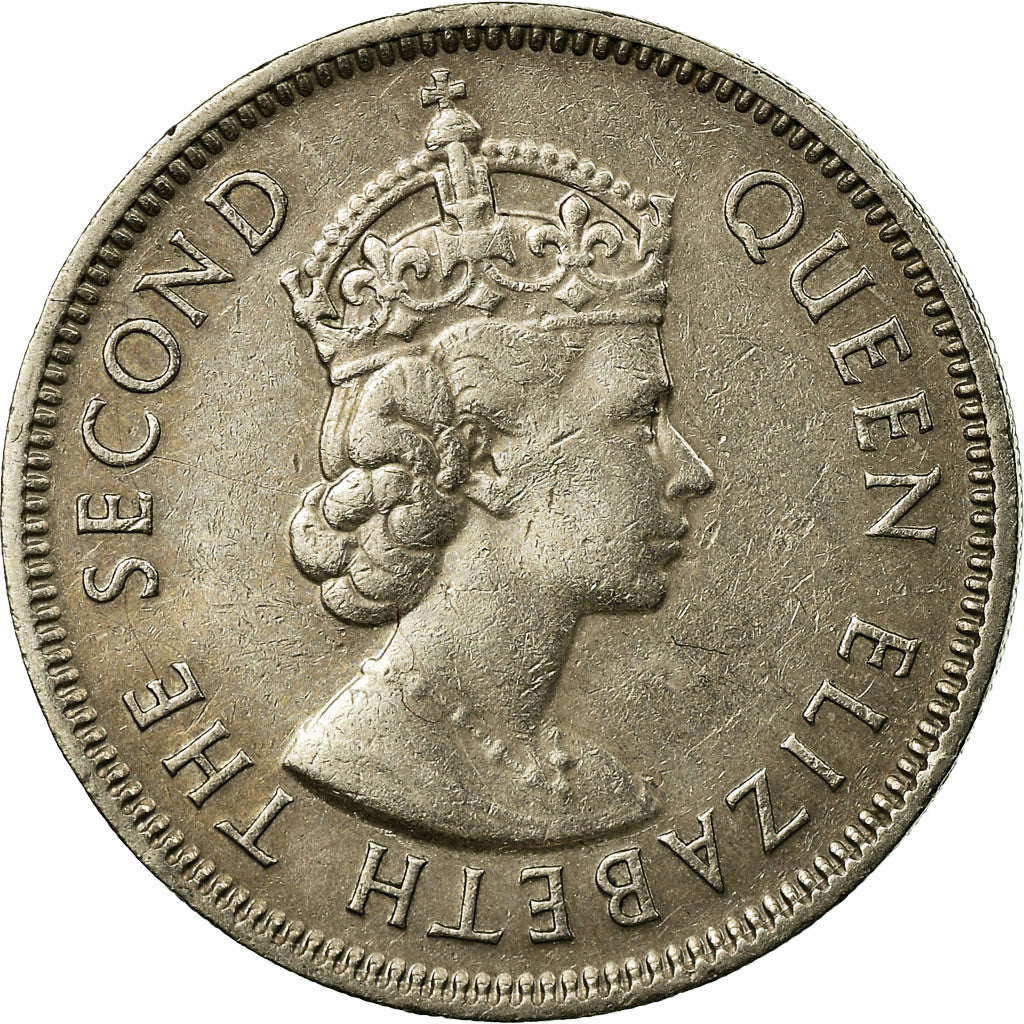 Moeda, Maurícia, Elizabeth II, 1/2 Rupee, 1975, EF(40-45), Cobre-níquel