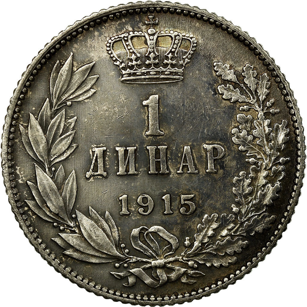 Coin, Serbia, Peter I, Dinar, 1915, EF(40-45), Silver, KM:25.1