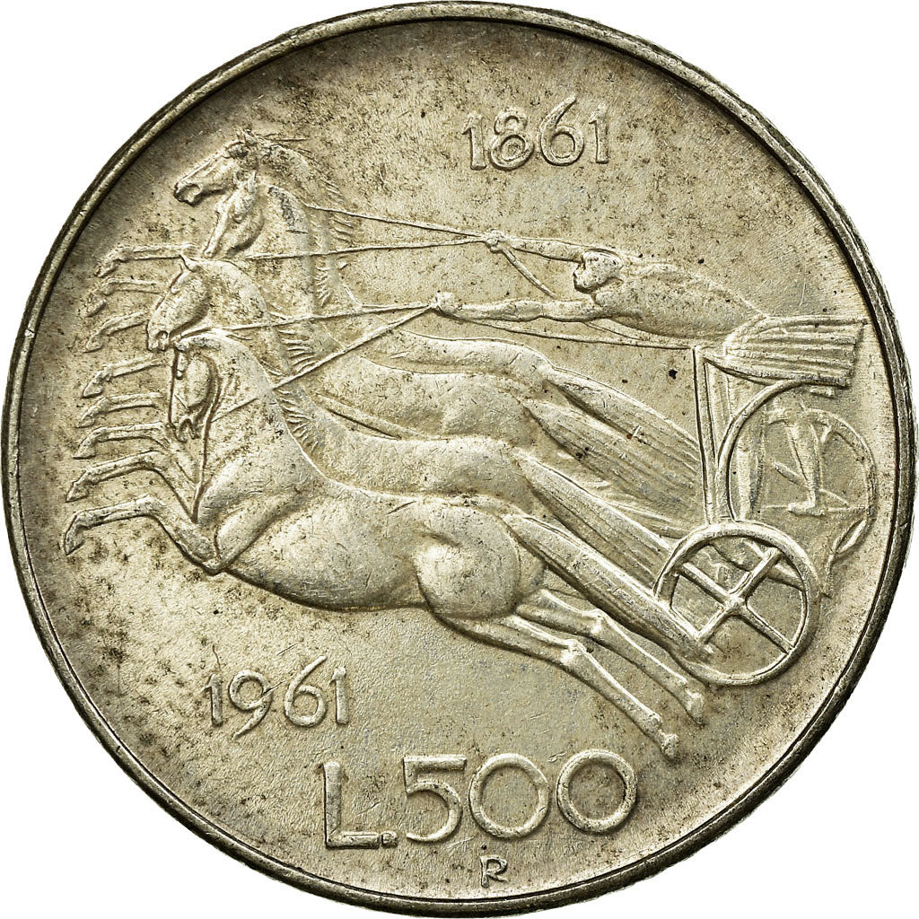 Coin, Italy, 500 Lire, 1961, Rome, EF(40-45), Silver, KM:99