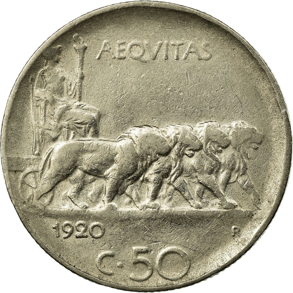 Moneta, Italia, Vittorio Emanuele III, 50 Centesimi, 1920, Rome, BB, Nichel