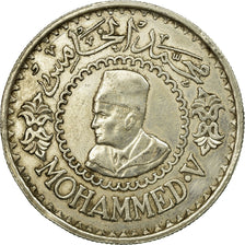 Coin, Morocco, Mohammed V, 500 Francs, 1956, Paris, EF(40-45), Silver, KM:54