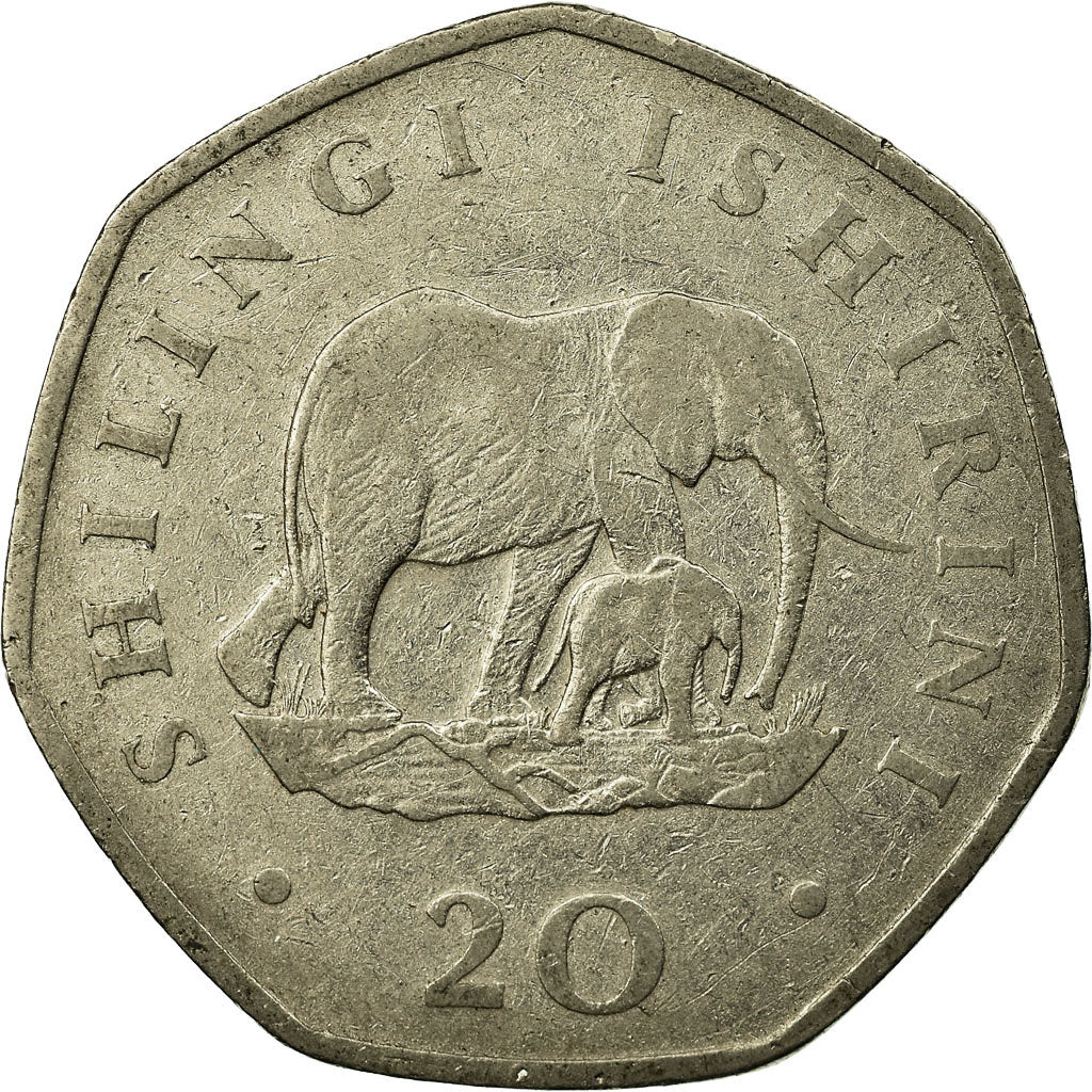 Moneda, Tanzania, 20 Shilingi, 1990, MBC, Níquel aleado con acero, KM:27.1