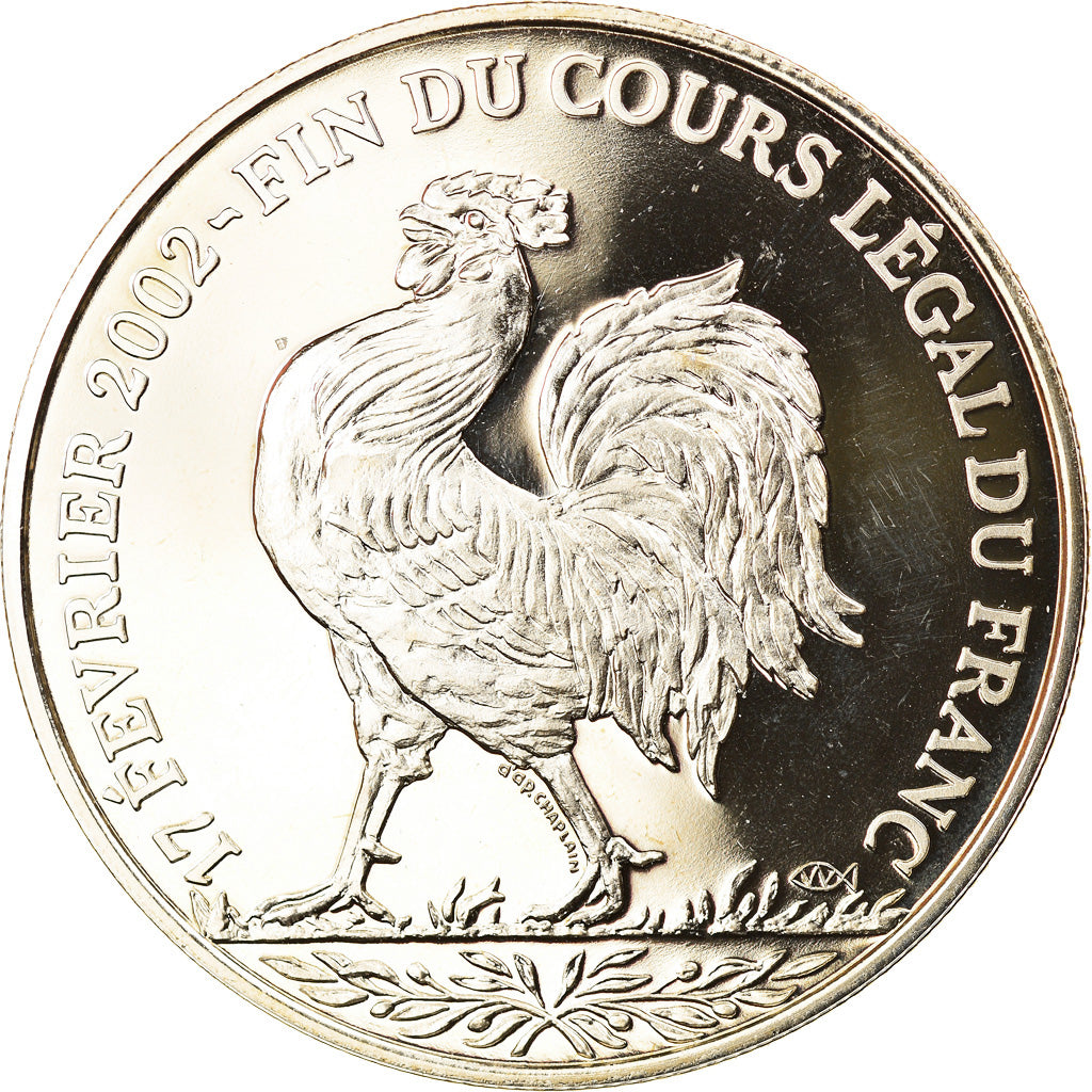France, Medal, Coq, Fin du Cours Légal du Franc, Politics, Society, War, 2001