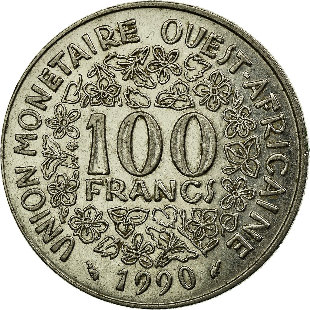Moneda, Estados del África Occidental, 100 Francs, 1990, MBC, Níquel, KM:4