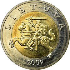 Coin, Lithuania, 5 Litai, 2009, EF(40-45), Bi-Metallic, KM:113