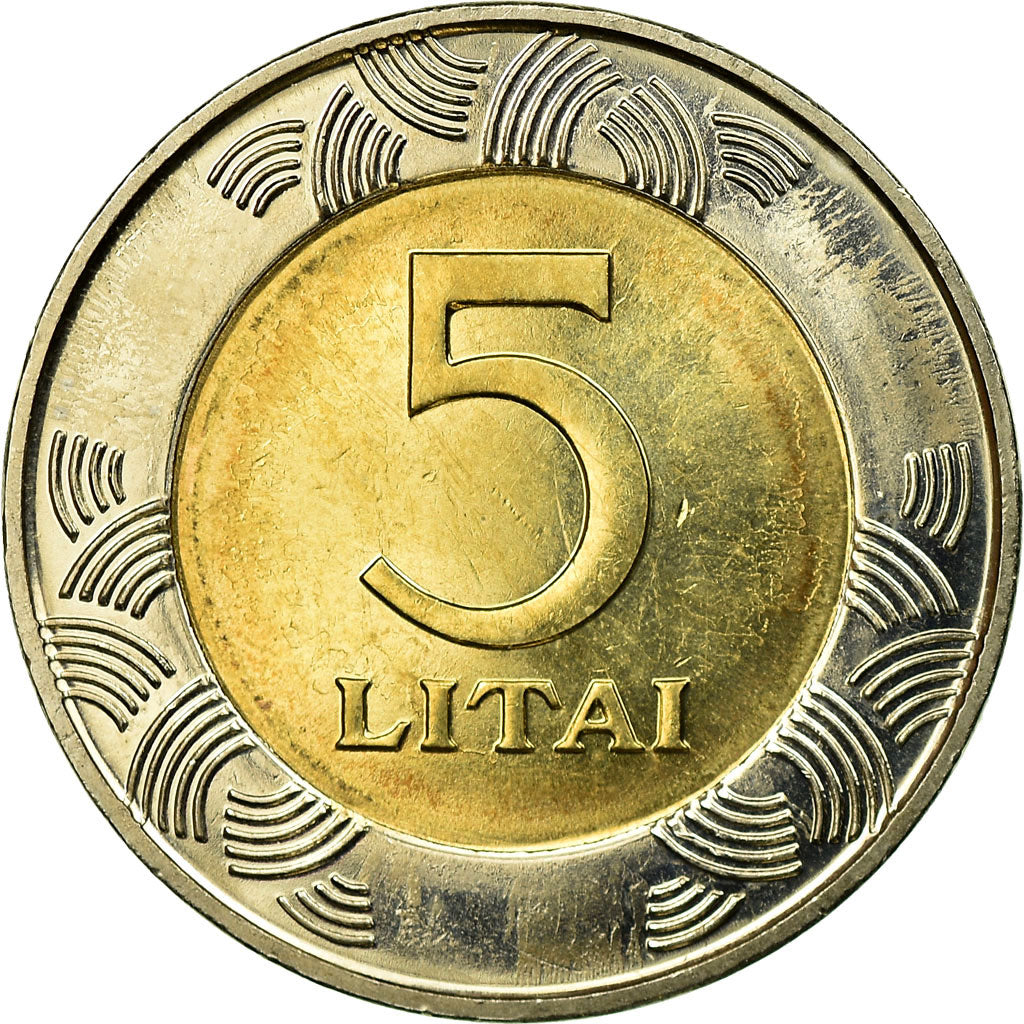 Coin, Lithuania, 5 Litai, 2009, AU(55-58), Bi-Metallic, KM:113