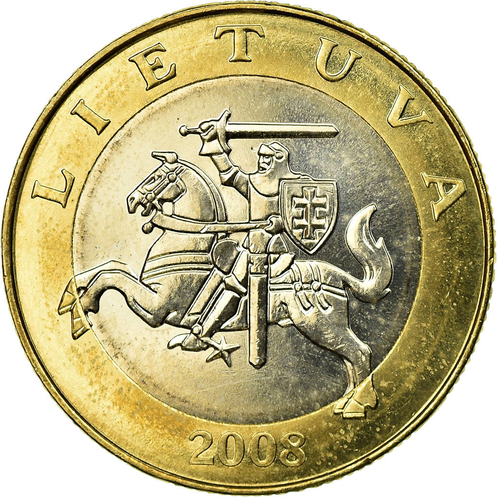 Coin, Lithuania, 2 Litai, 2008, AU(55-58), Bi-Metallic, KM:112