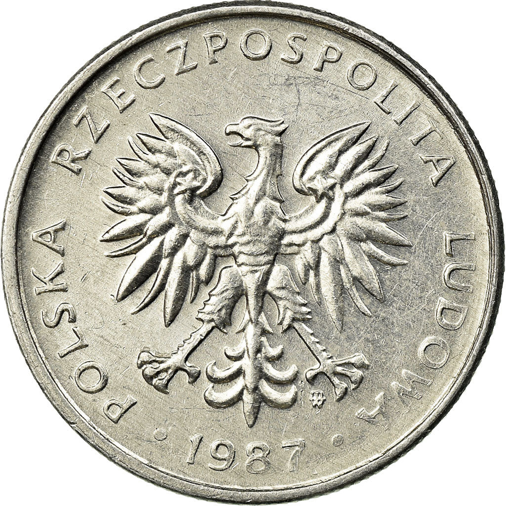 Moneda, Polonia, 50 Groszy, 1987, Warsaw, MBC, Aluminio, KM:48.2