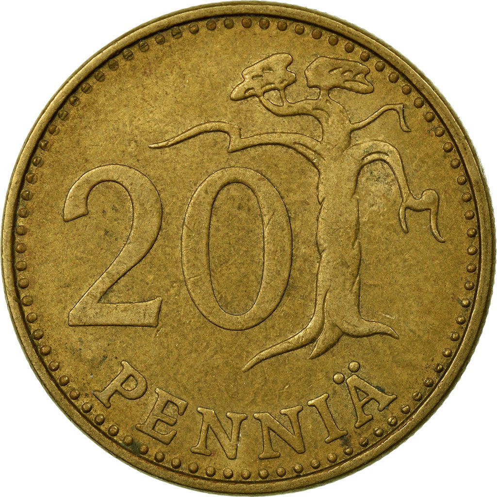 Moneta, Finlandia, 20 Pennia, 1967, BB, Alluminio-bronzo, KM:47