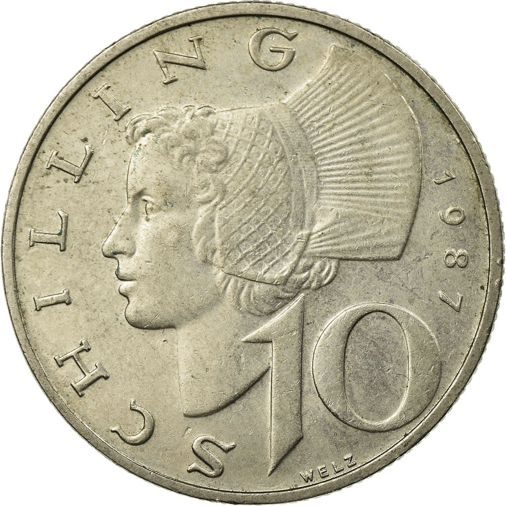 Moneta, Austria, 10 Schilling, 1987, BB, Nichel placcato rame-nichel, KM:2918