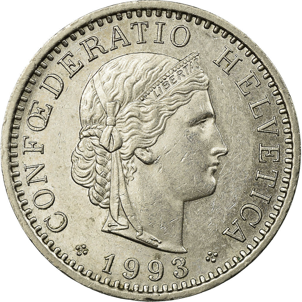 Münze, Schweiz, 20 Rappen, 1993, Bern, SS, Copper-nickel, KM:29a