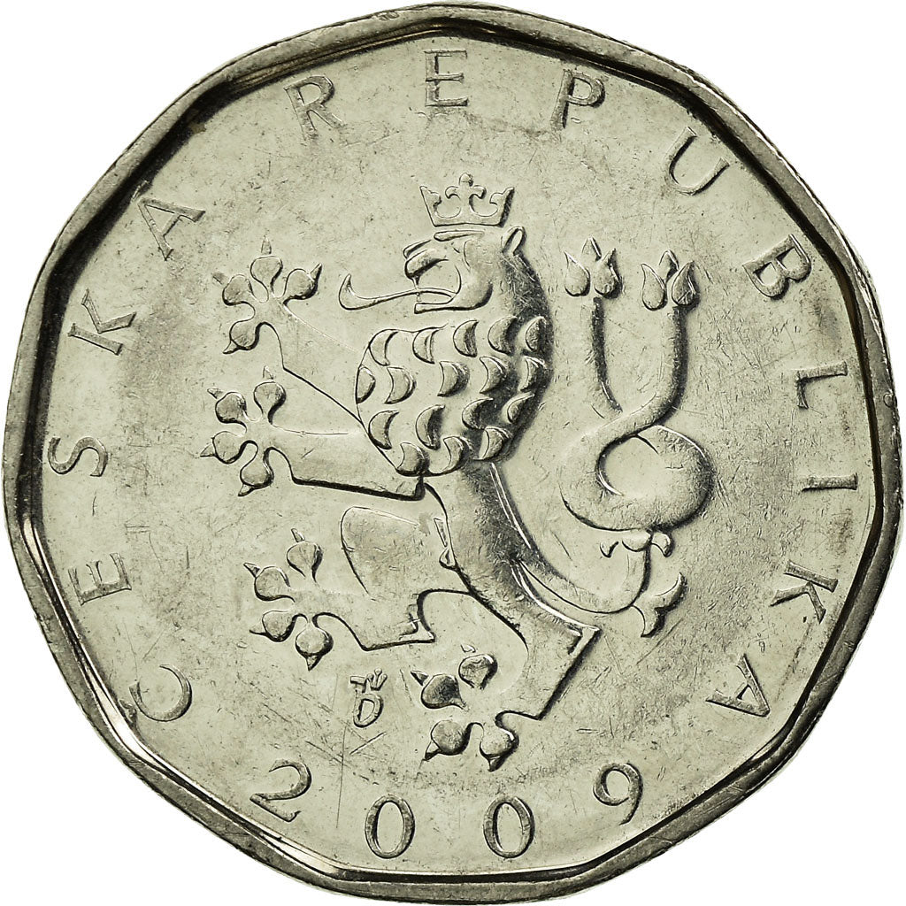 Münze, Tschechische Republik, 2 Koruny, 2009, SS, Nickel plated steel, KM:9