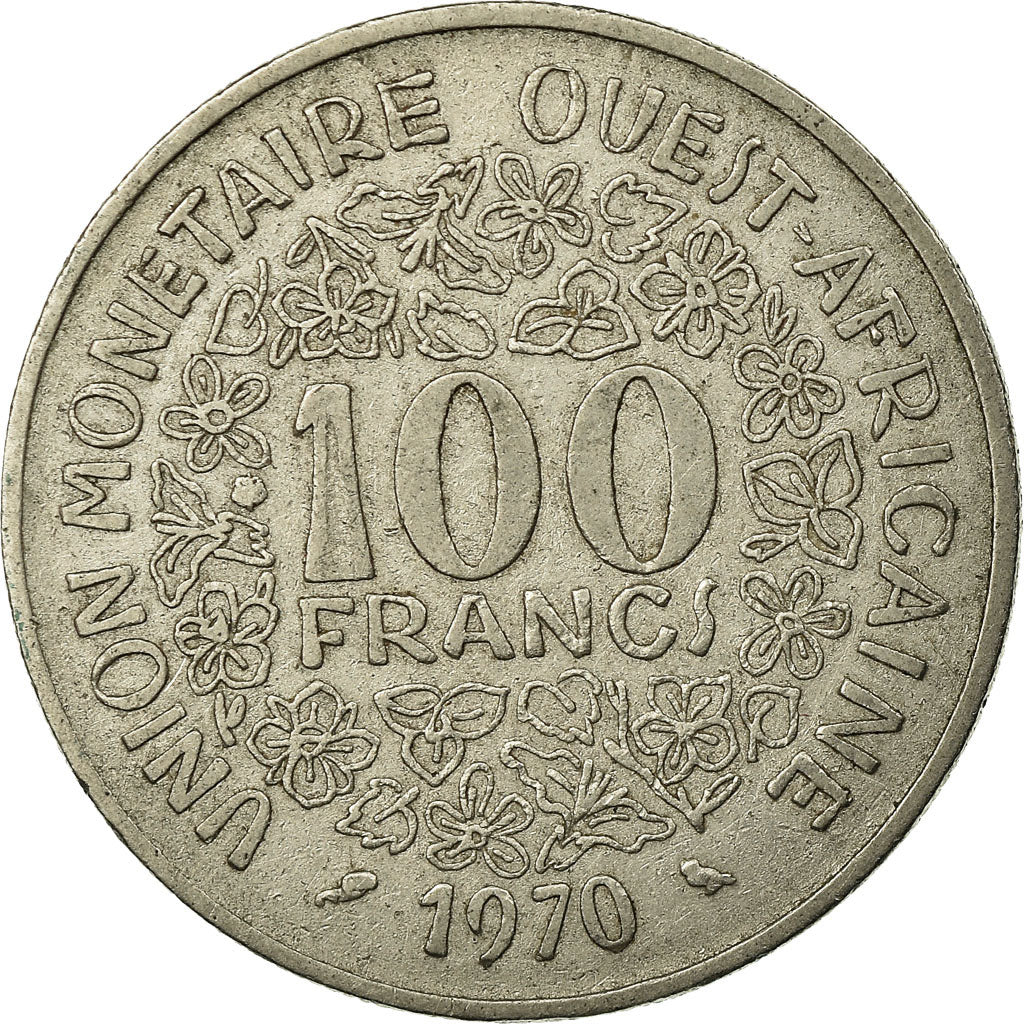 Moneda, Estados del África Occidental, 100 Francs, 1970, MBC, Níquel, KM:4