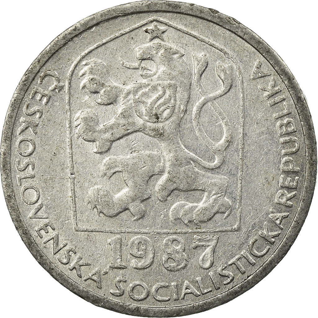 Coin, Czechoslovakia, 10 Haleru, 1987, EF(40-45), Aluminum, KM:80