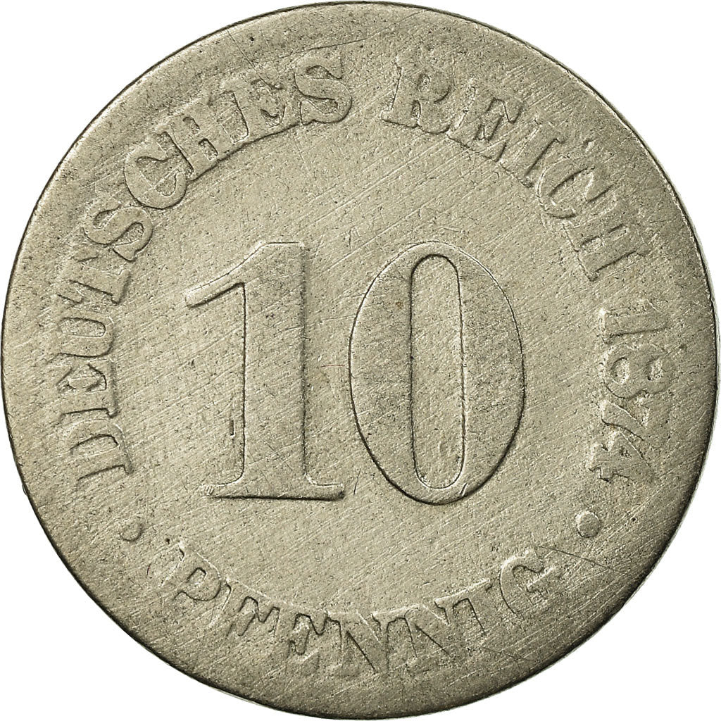 Munten, DUITSLAND - KEIZERRIJK, Wilhelm I, 10 Pfennig, 1874, Frankfurt, ZG+