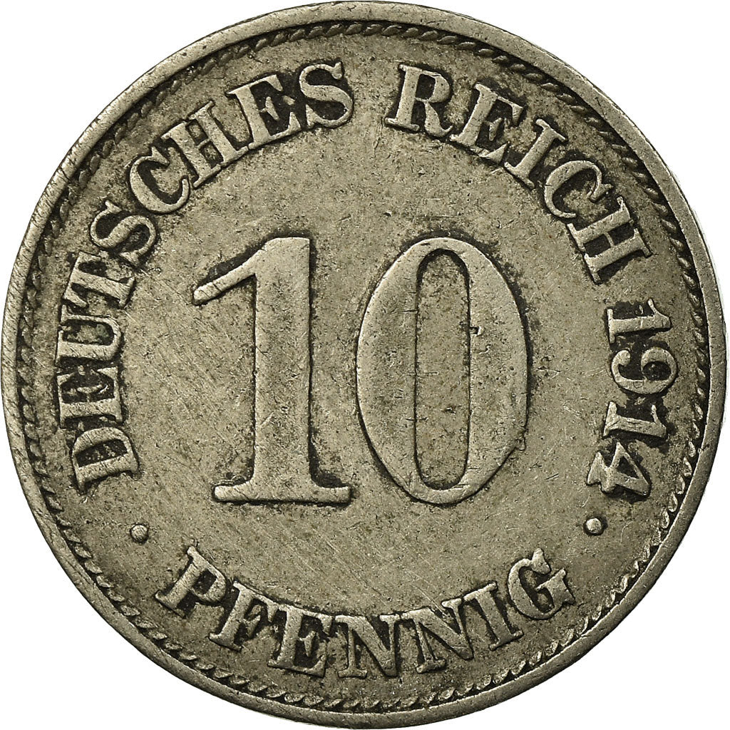 Moeda, ALEMANHA - IMPÉRIO, Wilhelm II, 10 Pfennig, 1914, Muldenhütten