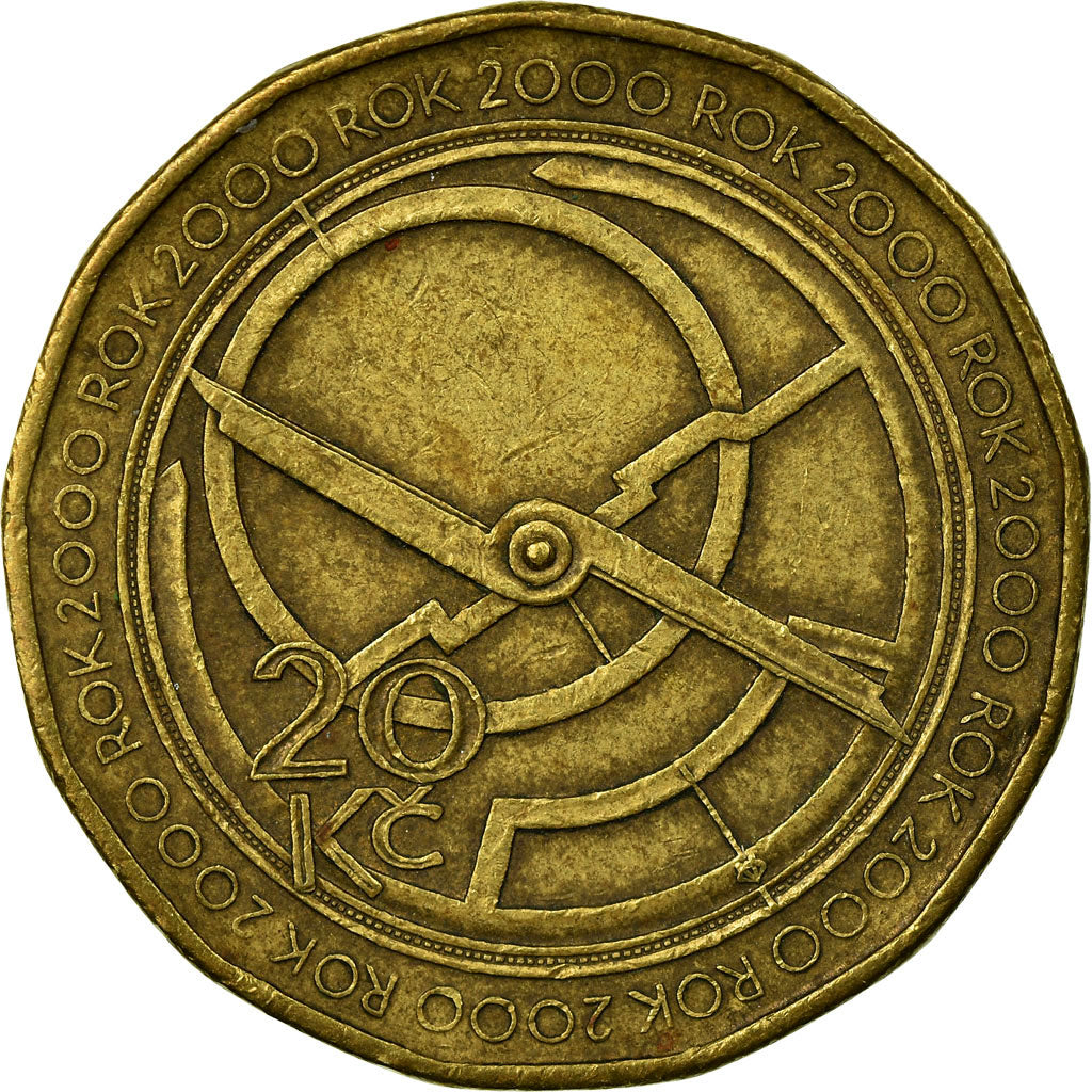 Coin, Czech Republic, 20 Korun, 2000, Jablonec nad Nisou, EF(40-45), Brass