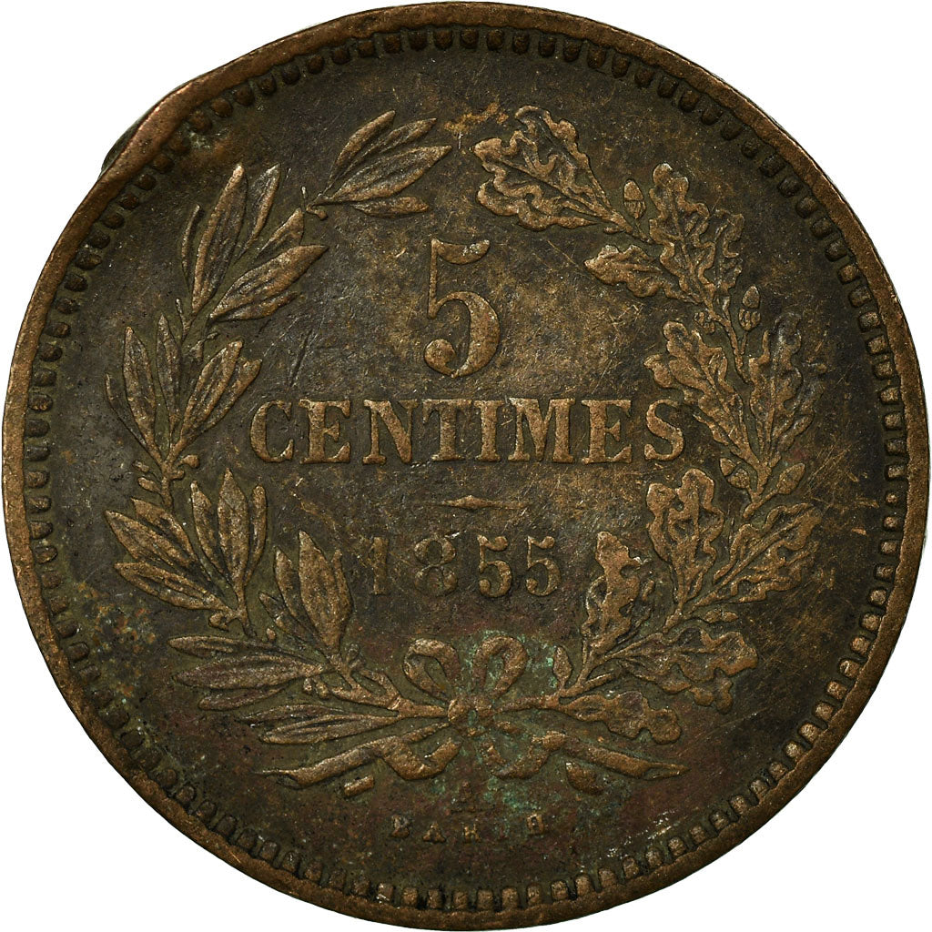 Coin, Luxembourg, William III, 5 Centimes, 1855, Paris, VF(20-25), Bronze