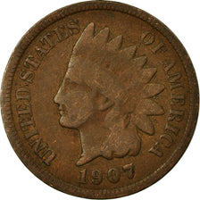 Coin, United States, Indian Head Cent, Cent, 1907, U.S. Mint, Philadelphia