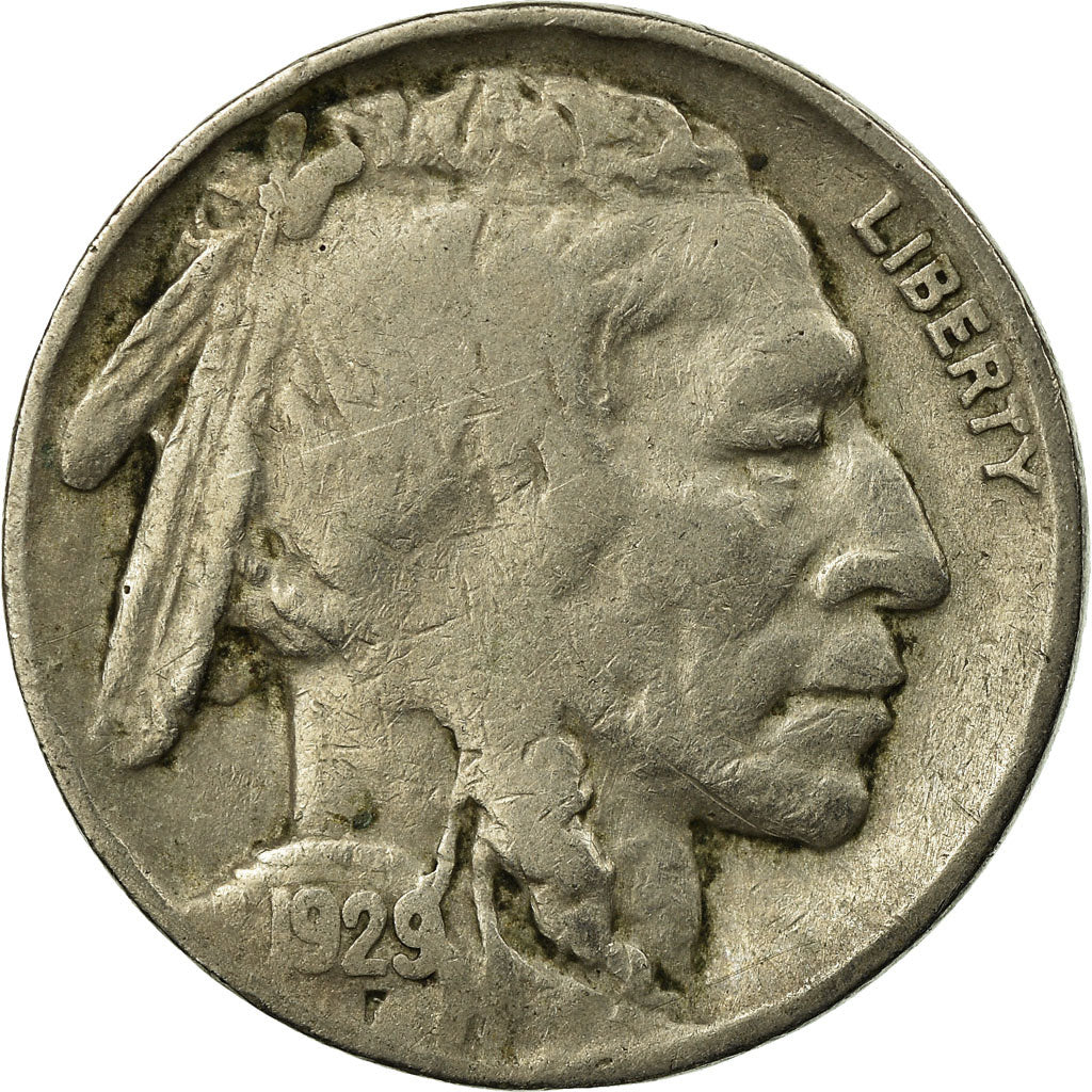 Coin, United States, Buffalo Nickel, 5 Cents, 1929, U.S. Mint, Philadelphia