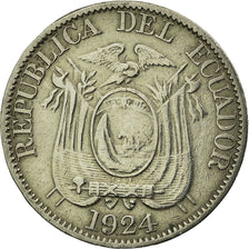Moneda, Ecuador, 10 Centavos, Diez, 1924, Heaton, Birmingham, MBC, Cobre -
