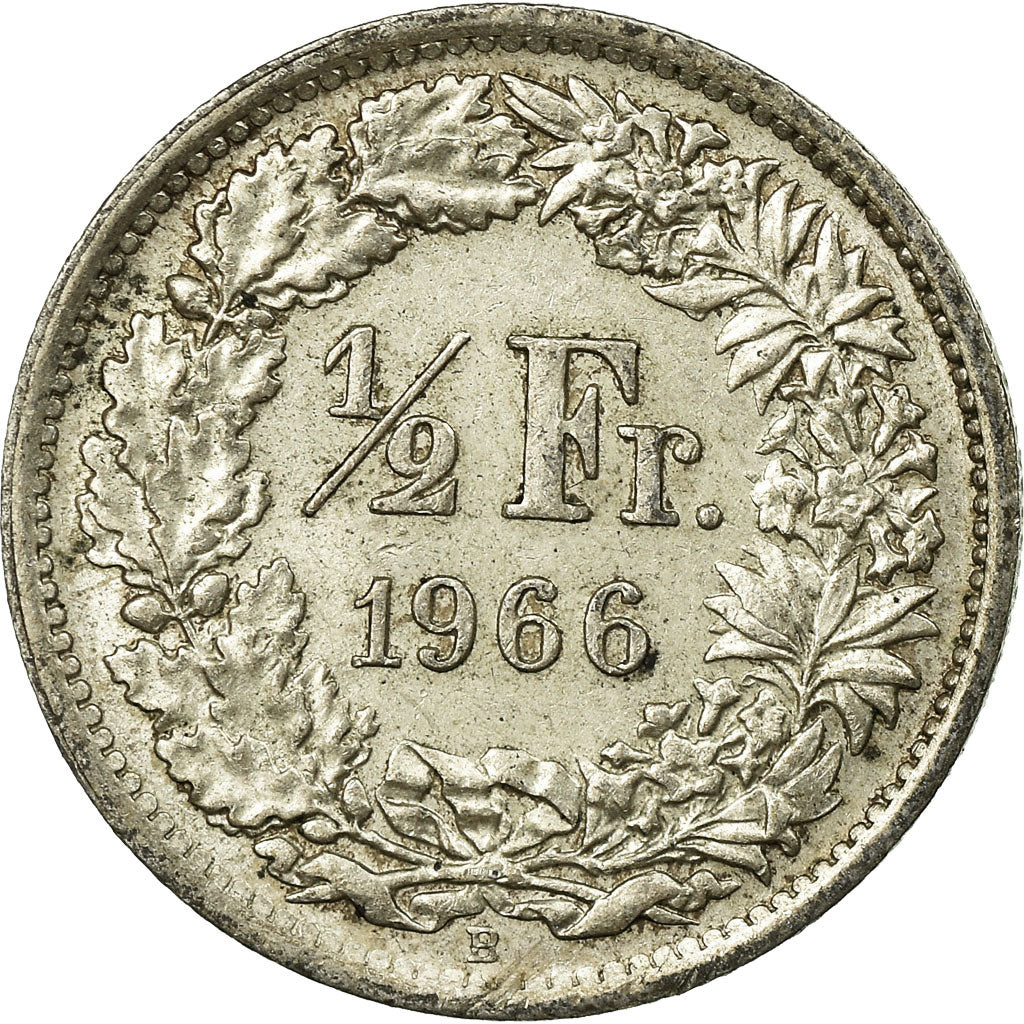 Coin, Switzerland, 1/2 Franc, 1966, Bern, EF(40-45), Silver, KM:23