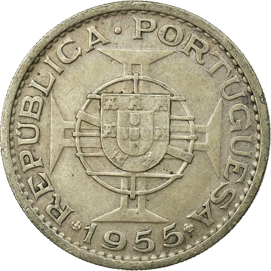 Coin, Mozambique, 20 Escudos, 1955, EF(40-45), Silver, KM:80