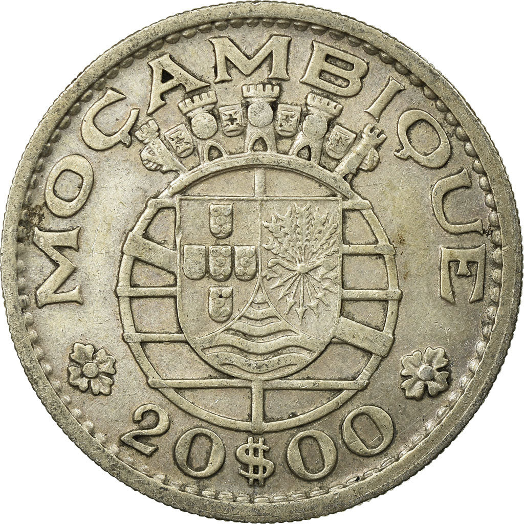 Coin, Mozambique, 20 Escudos, 1955, EF(40-45), Silver, KM:80