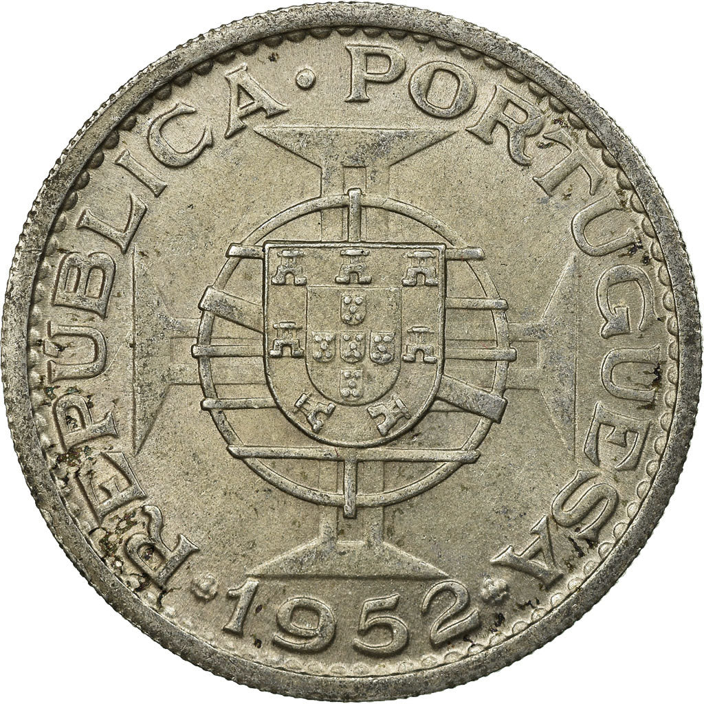 Coin, Mozambique, 20 Escudos, 1952, EF(40-45), Silver, KM:80