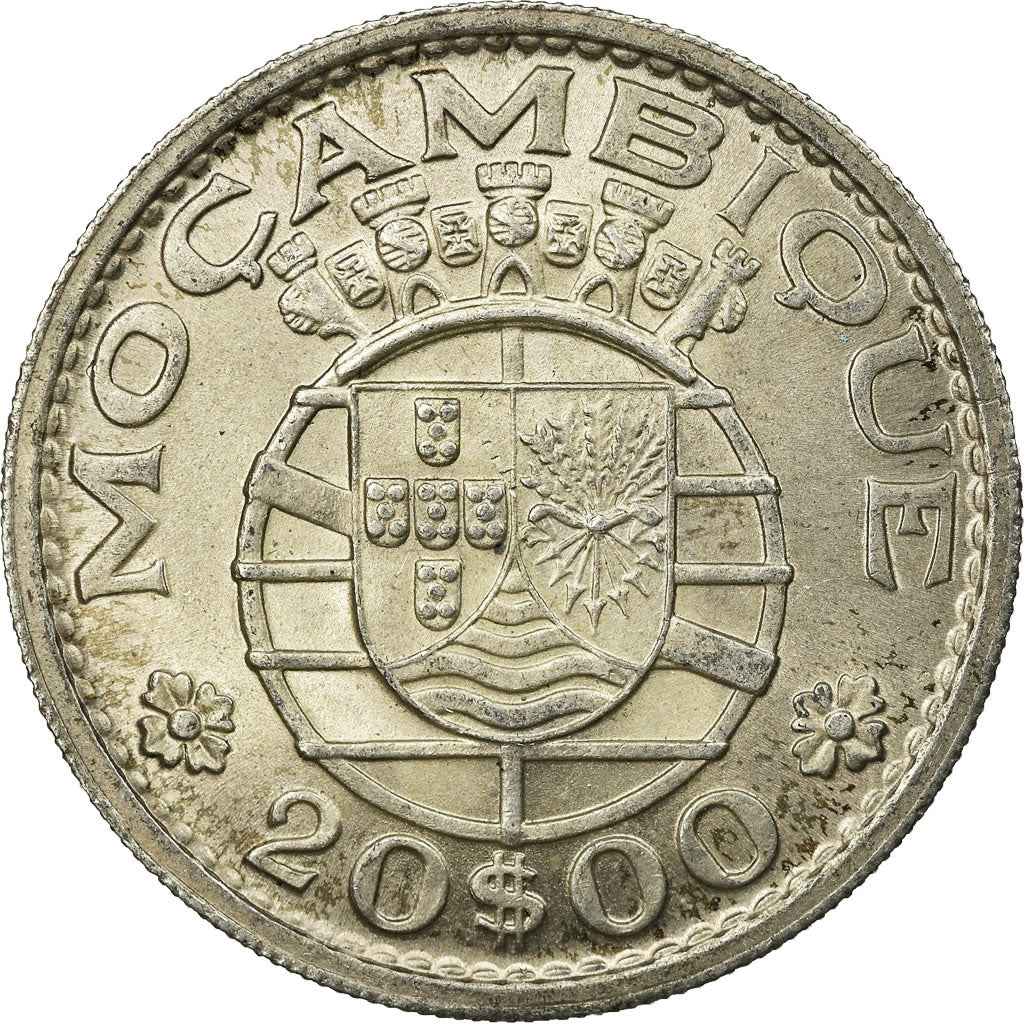 Coin, Mozambique, 20 Escudos, 1952, EF(40-45), Silver, KM:80