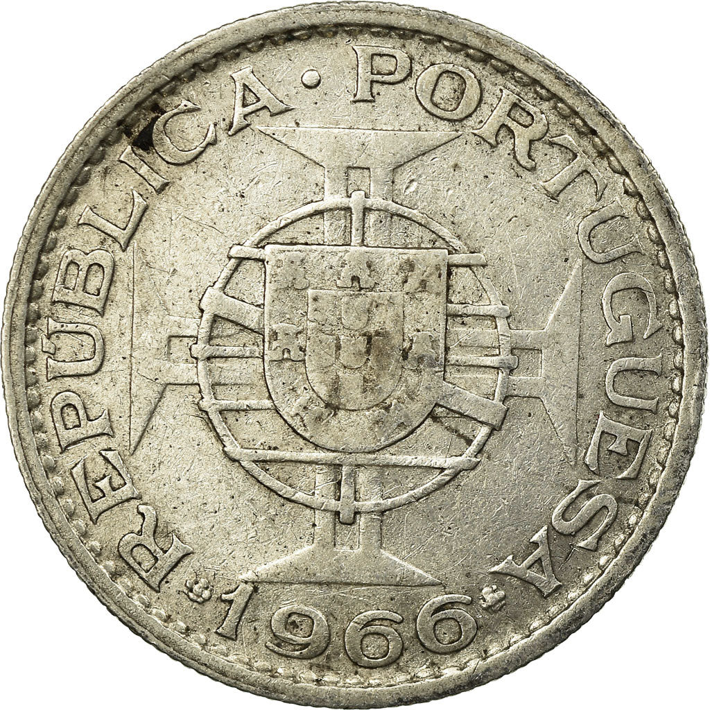 Coin, Mozambique, 10 Escudos, 1966, EF(40-45), Silver, KM:79a