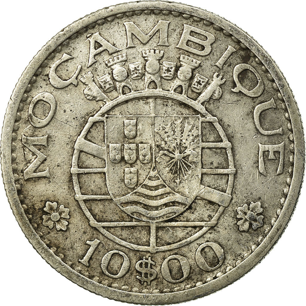 Coin, Mozambique, 10 Escudos, 1966, EF(40-45), Silver, KM:79a
