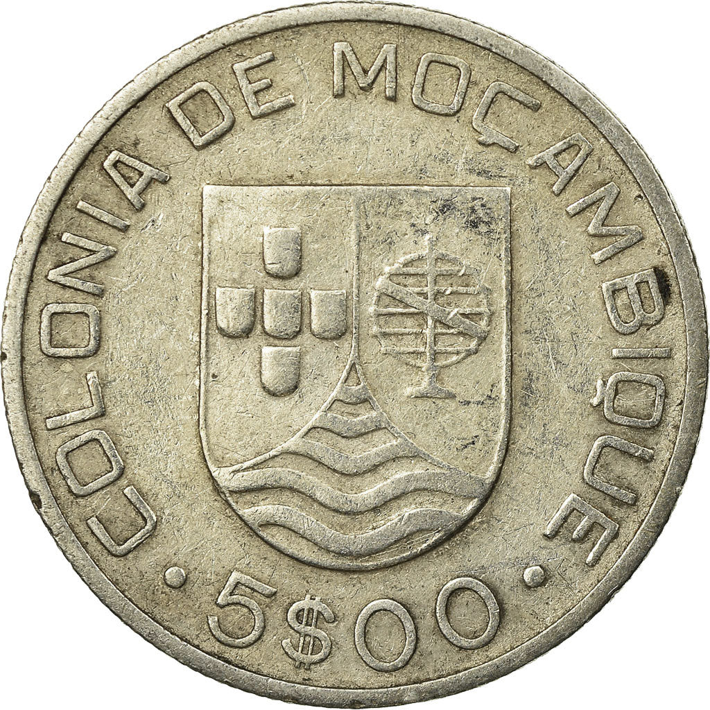 Moneda, Mozambique, 5 Escudos, 1935, BC+, Plata, KM:62