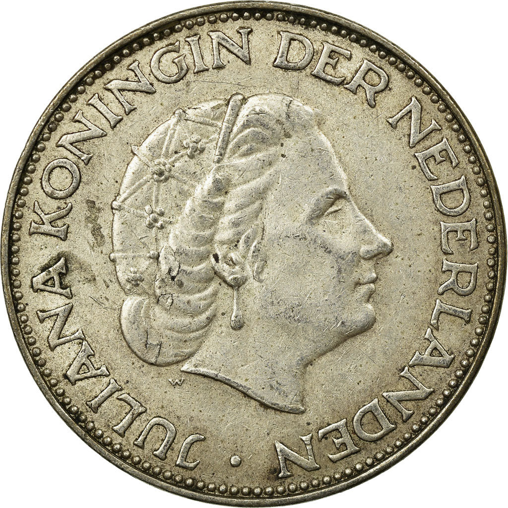 Munten, Nederland, Juliana, 2-1/2 Gulden, 1962, ZF, Zilver, KM:185