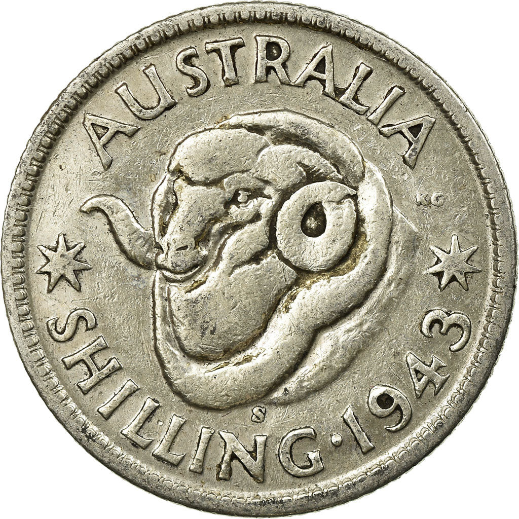 Moneda, Australia, George VI, Shilling, 1943, BC+, Plata, KM:39
