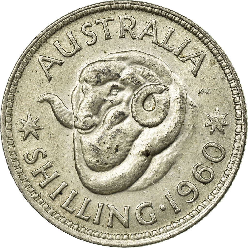 Coin, Australia, Elizabeth II, Shilling, 1960, Melbourne, EF(40-45), Silver