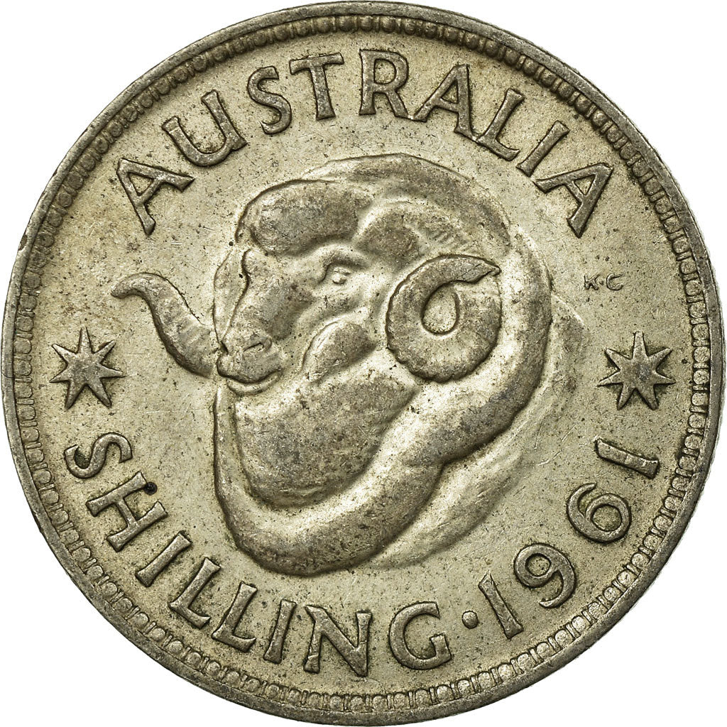 Coin, Australia, Elizabeth II, Shilling, 1961, Melbourne, EF(40-45), Silver